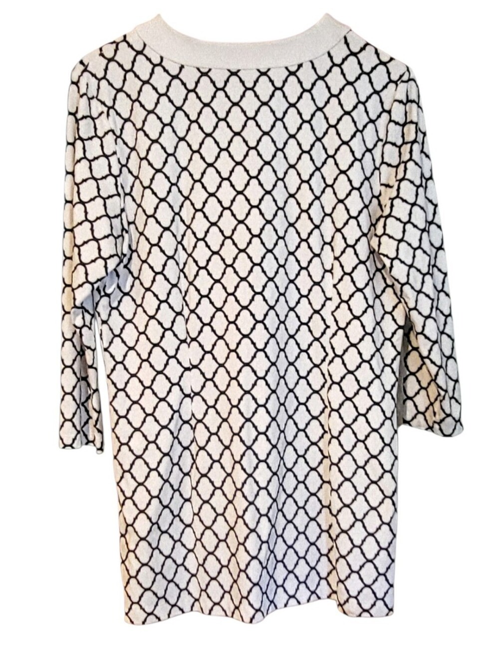 J. Mclauglin Catalina Cloth Split Neck Tunic Classic Quatefoil Lattice. Sz. L - Picture 4 of 4